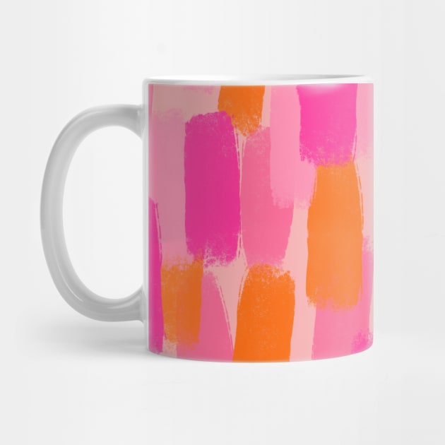 Abstract, Pink with Orange, Paint Brush Effect by OneThreeSix